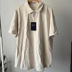 BYLT basics LUX drop cut Men's ivory Polo Shirt XXL